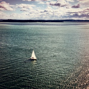 Watching small ships near Boston