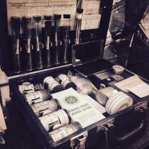 Close up of the finger printing kit in displayed at the Saint John Police Museum